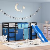  The Living Store Otroški pograd z zavesami modra 80x200 cm trdna borovina - Otroški Pograd, (21452268) | Shoptok.si