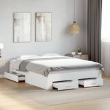 Maison Chic Posteljni okvir - Dvoposteljna postelja - Zakonska postelja s predali bel 120x190 cm inženirski les-J14925, (21760134) | Shoptok.si