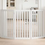 vidaXL Vrata za pse s 3 panela sklopiva bijela 150 cm od drva topole | shoptok.hr