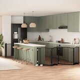  Vrata za pse s vratašcima 8 panela sklopiva 640 cm drvo topole Crna 80 x 90 x 2 cm Cene