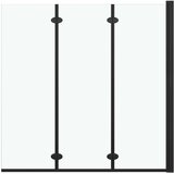 vidaXL Zložljiva pregrada za tuš s 3 paneli ESG 130x138 cm črna, (21027876) | Shoptok.si