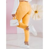 DStreet Spodnie damskie jeansowe CLARET z paskiem w zestawie żółte | Shoptok.si