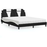  Postelja z vzmetnico črna in bela 160x200 cm umetno usnje | Shoptok.si