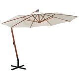  Viseći Suncobran 350 cm s Drvenom Šipkom Bijeli | shoptok.hr