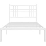 Metalni okvir za krevet s uzglavljem bijeli 107x203 cm | shoptok.hr