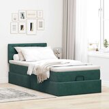 vidaXL Otomanski posteljni okvir z vzmetnico zelen 100x200 cm žamet | Shoptok.si