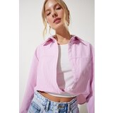  Women's Pink Blouse Detailed Crop Shirt Cene