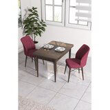 Hanah home trpezarijski set Arp, sto i 2 stolice, ploča u dekoru drveta Baroque, bordo tkanina Babyface | Eponuda.com