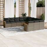 vidaXL 11-dijelni set vrtnih sofa od poliratana s jastucima sivi | shoptok.hr
