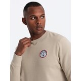 Ombre Men's non-stretch sweatshirt with college style patch - sand | shoptok.hr
