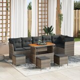 vidaXL 10-delni set vrtnih sof z blazinami Siva Poli ratan Akacija | Shoptok.si