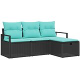  Set sofe s jastukom s pohranom 4 pcs Crna i Tirkizna poliratan | shoptok.hr