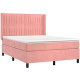  Box spring postelja z vzmetnico roza 140x200 cm žamet, (20892653) | Shoptok.si