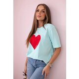Kesi Cotton blouse with mint heart print | ePonuda.com