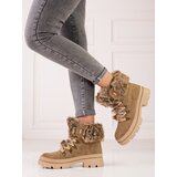 SHELOVET Women's fur trappers brown Cene