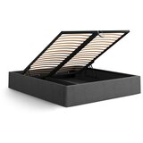 Micadoni Antracitno sivi tapecirani bračni krevet s prostorom za odlaganje/bez uzglavlja s podnicom 180x200 cm Susan – | shoptok.hr