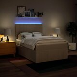  Krevet s oprugama i madracem krem 140x200 cm od tkanine | shoptok.hr