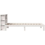 vidaXL Krevet s regalom za knjige bez madraca bijeli 75x190cm borovina | shoptok.hr