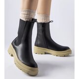 Gemre Black ankle boots on an olive sole Georgette Cene