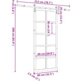 vidaXL Klizna vrata Smeđa 80 x 208 cm Masivna borovina | shoptok.hr