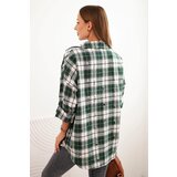 Kesi Włoski Women's cotton checkered shirt with a distressed effect green | shoptok.hr