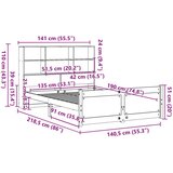  Knjižna postelja brez vzmetnice 135x190 cm trdna borovina, (21653667) | Shoptok.si