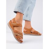 Shelvt Women's brown Velcro sandals | ePonuda.com