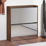Ormarić za cipele s ogledalom 2 razine Smeđi hrast 63x17x67 cm | shoptok.hr