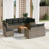 Maison Chic Seti vrtnega pohištva - Vrtna garnitura - Vrtni pohištvo set 9-delna z blazinami siv poli ratan, (21804600) | Shoptok.si
