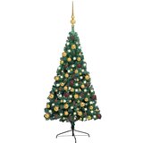  Umjetna polovica božićnog drvca LED s kuglicama zelena 180 cm | shoptok.hr