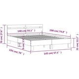vidaXL Okvir za krevet s uzglavljem smeđa boja hrasta 140x190cm drveni | shoptok.hr