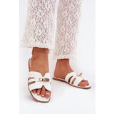 Boto Flat Ladies Slippers With Strap And Golden Detail White Kerenza | shoptok.hr