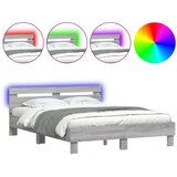  Okvir kreveta s uzglavljem LED siva boja hrasta 140 x 190 cm | shoptok.hr