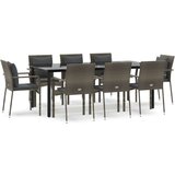  9-dijelni vrtni blagovaonski set crno-sivi od poliratana | shoptok.hr