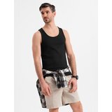 Ombre Men's cotton basic t-shirt with straps - black | Shoptok.si