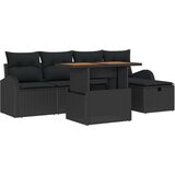  6 Dijelni Vrtni Sofa Set s Jastučićima Crni Poli Ratan | shoptok.hr