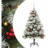 vidaXL Umjetno božićno drvce S LED lampica Zelena i bijela 150 cm - 150 cm s LED-ima i srebrnim kuglicama Cijene