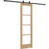 vidaXL Komplet drsnih vrat s kompletom za opremo 61x198,5 cm iz trdnega borovega lesa, Notranja vrata z steklom 'ORKDAL'61x198,5x4 cm iz trdnega borovega lesa | Shoptok.si