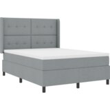 Box Spring Krevet s madracem i LED svijetlosive boje 140 x 190 cm tkanina | shoptok.hr