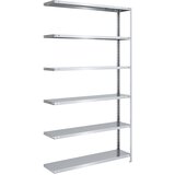 eurokraft pro Skladiščni privijačeni regal, pocinkan, srednje težak, višina regala 2500 mm, širina police 1300 mm, globina 400 mm, priključni regal | Shoptok.si