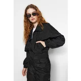 Trendyol Black Oversize Water Repellent Raincoat Thin Coat