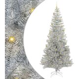 vidaXL Božično drevo med 300 LED z stojalom srebrna 240 cm PET | Shoptok.si
