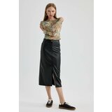 Defacto Faux Leather Midi Knitted Skirt cene
