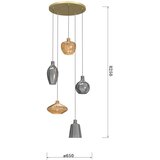 Wofi 5005-501 - Luster na sajli ROUEN 5xE14/40W/230V zlatna/siva | Eponuda.com