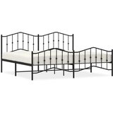  Metalni okvir kreveta uzglavlje i podnožje crni 193x203 cm | shoptok.hr