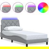 Maison Chic Posteljni okvir - Enojna postelja - Postelja za odrasle z LED brez vzmetnice svetlo siv 80x200 cm blago, (21697487) Cene