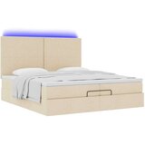  Otomanski okvir kreveta s madracima krem 200x200cm od tkanine | shoptok.hr