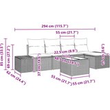  Sjedeća garnitura za vrt 6 kom. Crna poliratan 294 x 117 x 85 cm | Shoptok.si