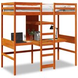 vidaXL Okvir za pograd z mizo in policami vošč. rjav 90x200cm borovina | Shoptok.si