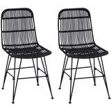  Stolica za blagovanje 2 pcs Crna 41 x 55 x 85 cm Ratan i Čelik | shoptok.hr